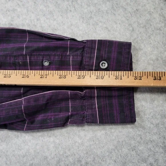 Relentless by Wrangler Long Sleeve Button Up Shirt Mens XL Purple Plaid Cool Max - Picture 9 of 9